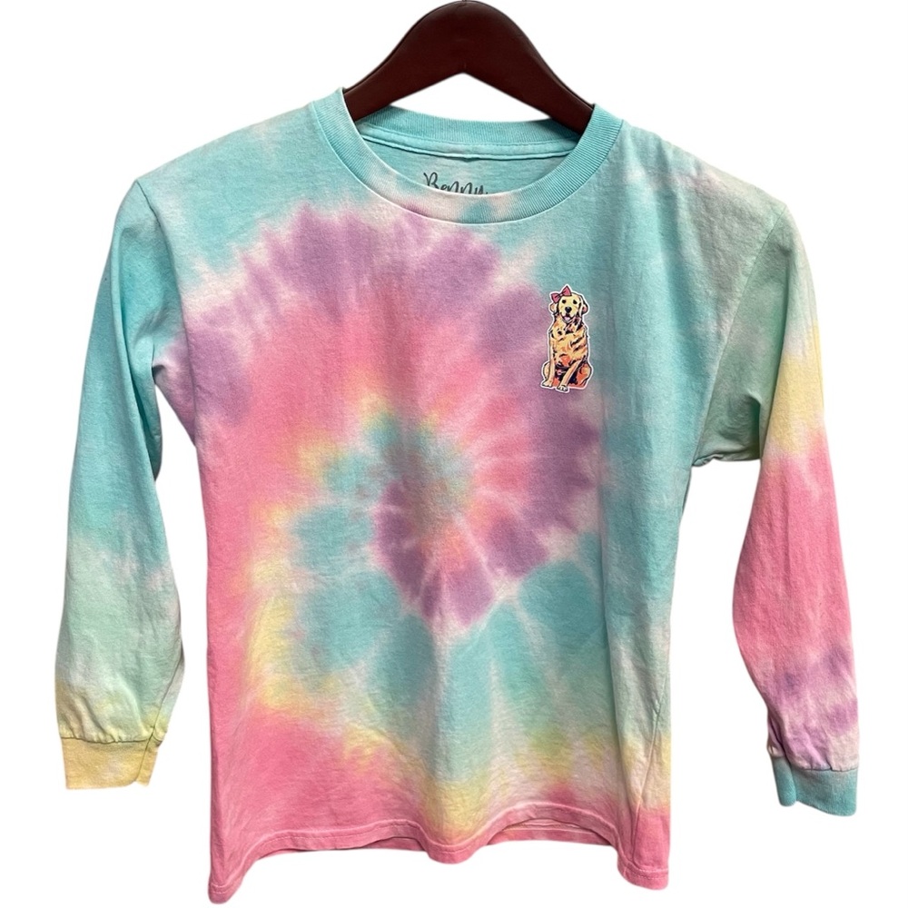 Benny & Belle Girls Tie Dye “Do Everything With Kindness” Long Sleeve Tee, Med